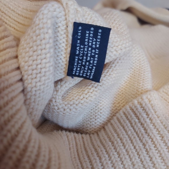 American Living By Ralph Lauren Cream and Blue/Black Turtleneck Sweater - Picture 8 of 8